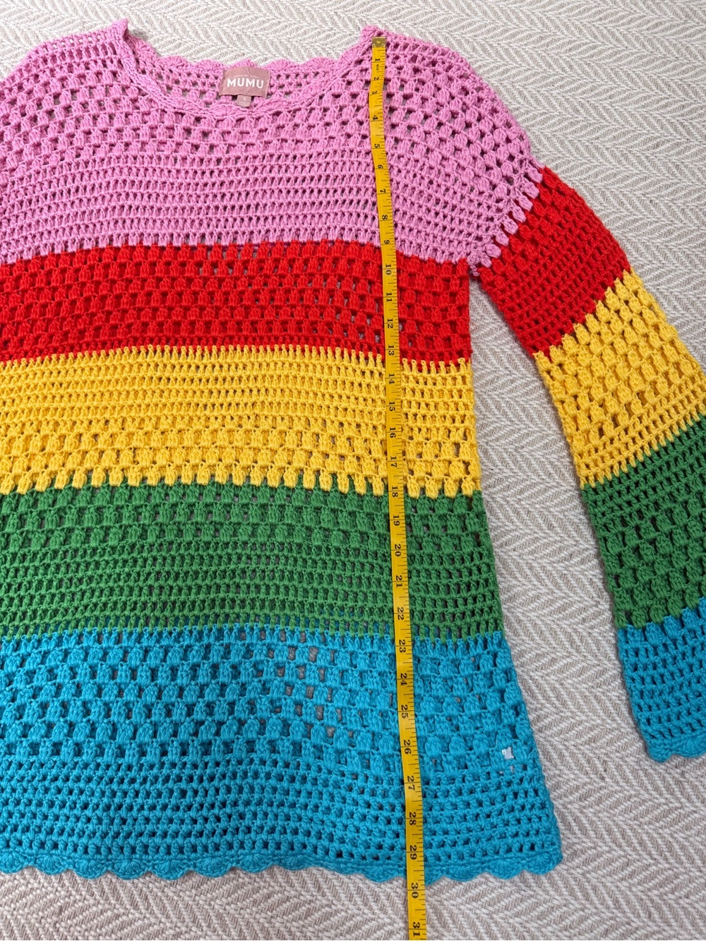 Show Me Your Mumu Paula Pullover size S Crochet Rainbow Beach Cover-Up Sweater - Picture 3 of 4